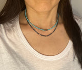 Turquoise CUBE with Labradorite Necklace
