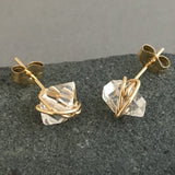 Wire-Wrapped Herkimer Diamond Post Earrings