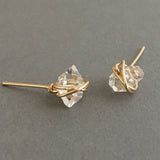 Wire-Wrapped Herkimer Diamond Post Earrings