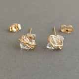 Wire-Wrapped Herkimer Diamond Post Earrings